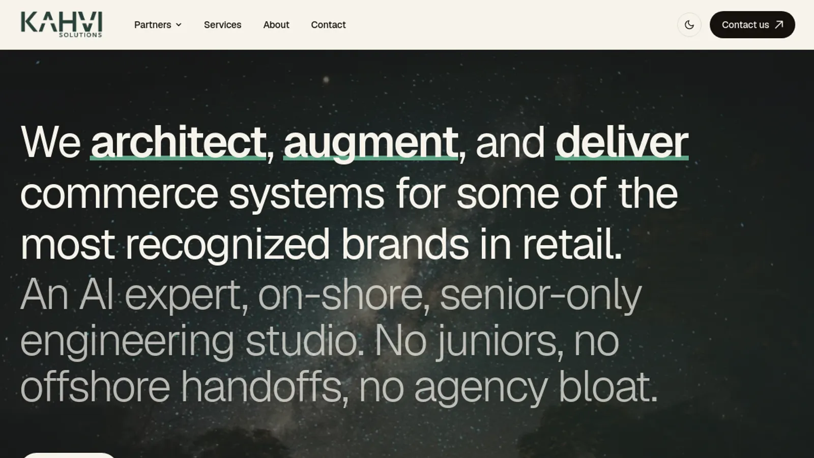 Screenshot of the Kahvi Solutions homepage