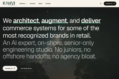 Screenshot of the Kahvi Solutions homepage