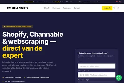 Screenshot of the Channify BV homepage