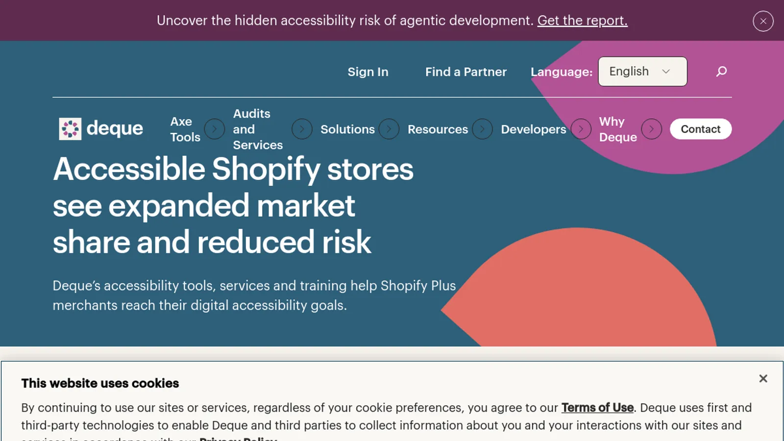 Screenshot of the Deque Systems homepage