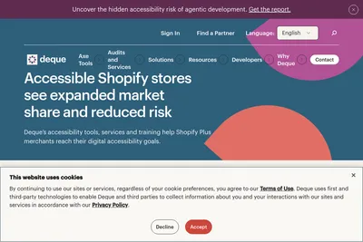 Screenshot of the Deque Systems homepage
