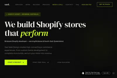 Screenshot of the Saol Web Design homepage