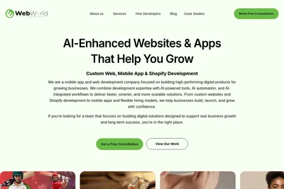 Screenshot of the eWebWorld homepage