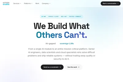 Screenshot of the Artikate Studio homepage