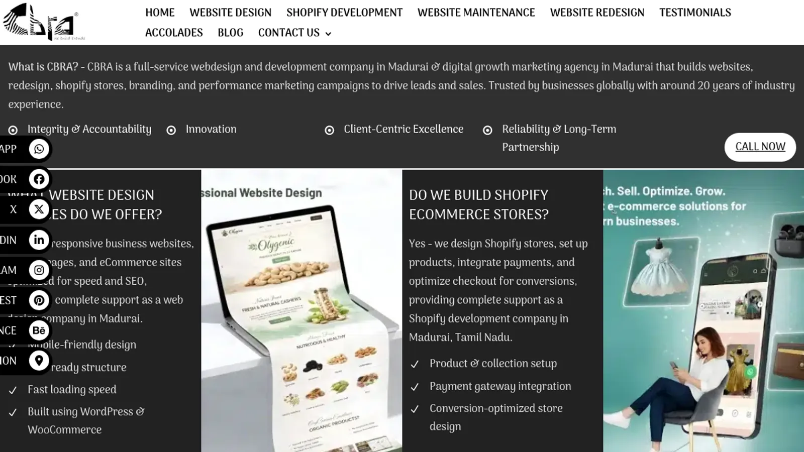 Screenshot of the CBRA India homepage
