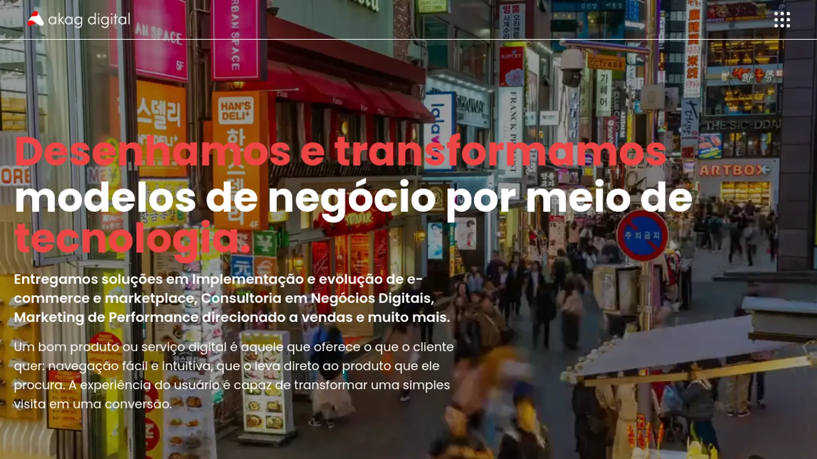 Screenshot of the Akag Digital Tecnologia e Marketing LTDA homepage