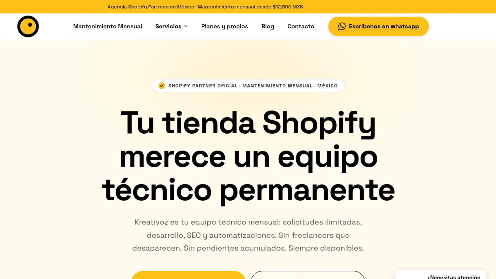 Screenshot of the Kreativoz homepage