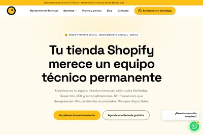 Screenshot of the Kreativoz homepage