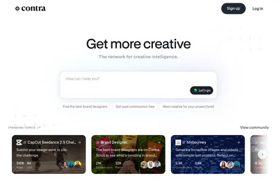 Screenshot of the Contra homepage