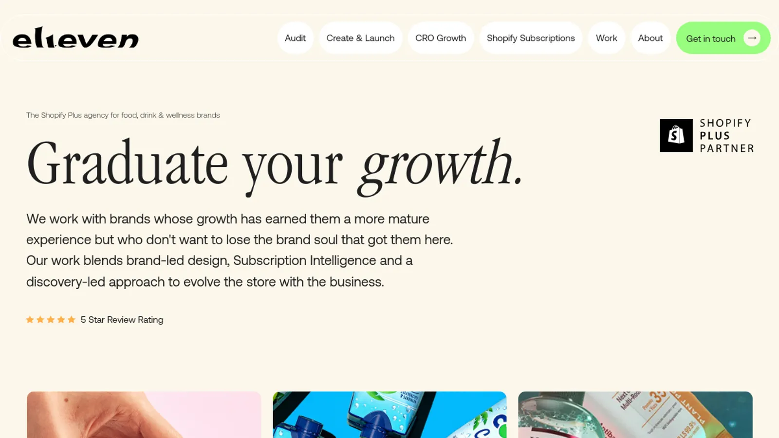 Screenshot of the Eleven homepage