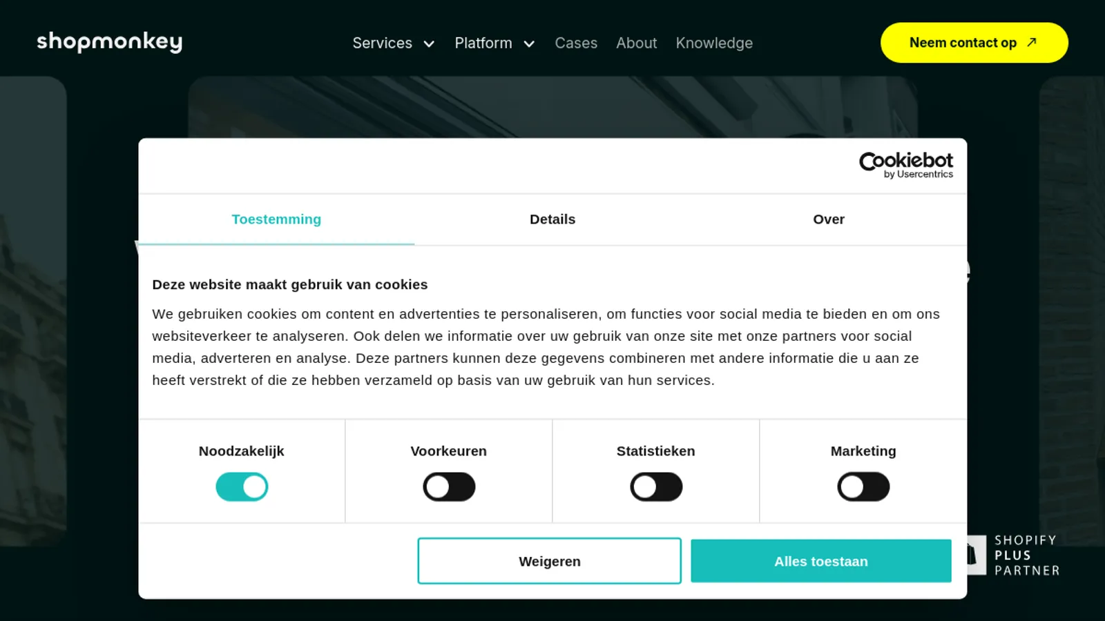 Screenshot of the Shopmonkey homepage