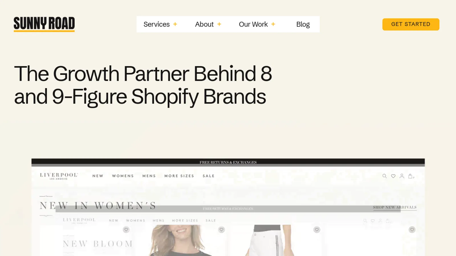 Screenshot of the Sunny Road homepage