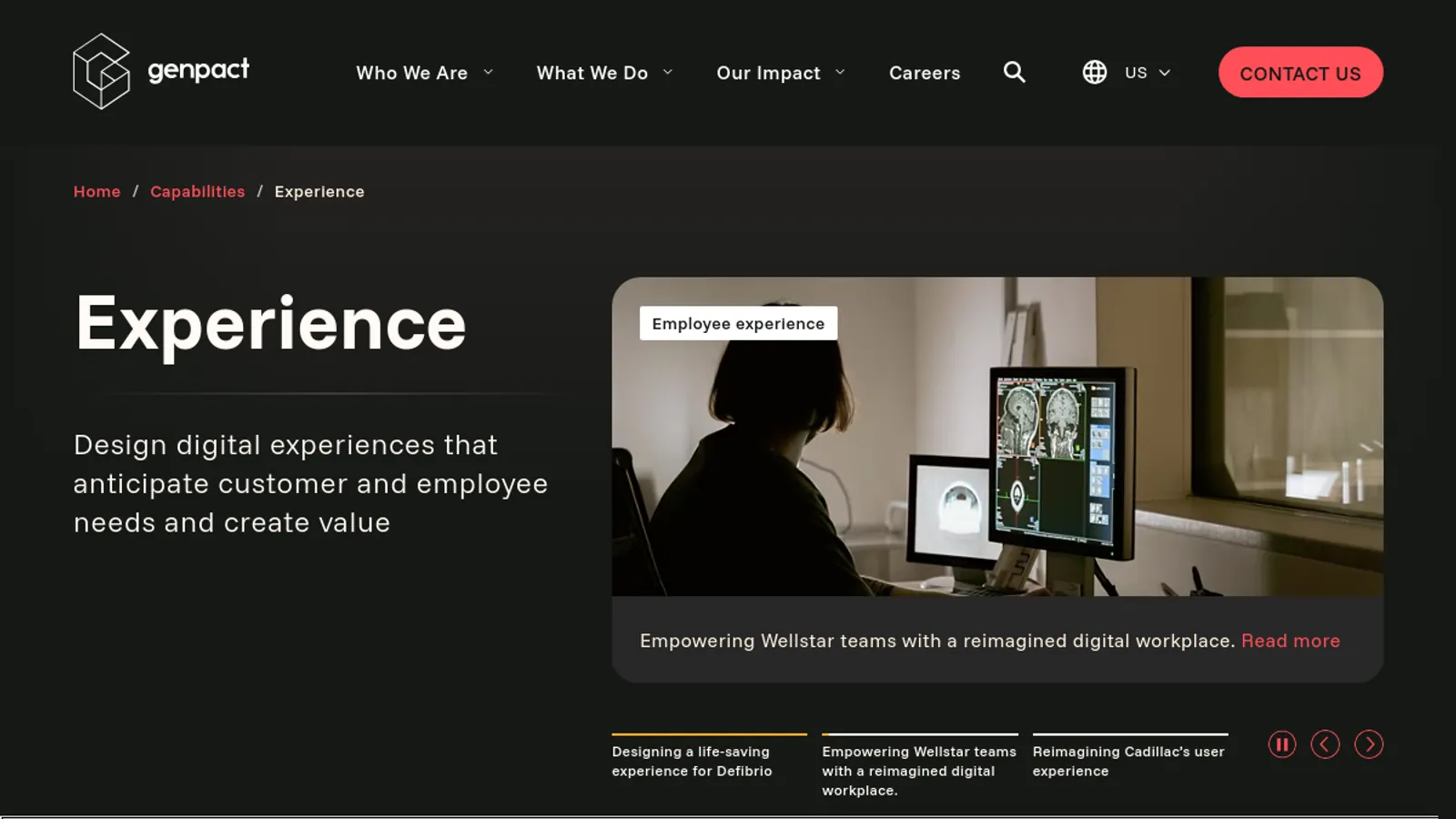 Screenshot of the Genpact homepage