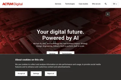 Screenshot of the Actum Digital homepage