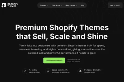 Screenshot of the BoostifyThemes homepage