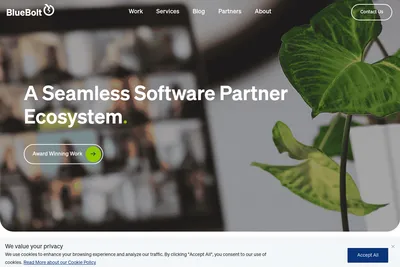 Screenshot of the BlueBolt, Inc. homepage