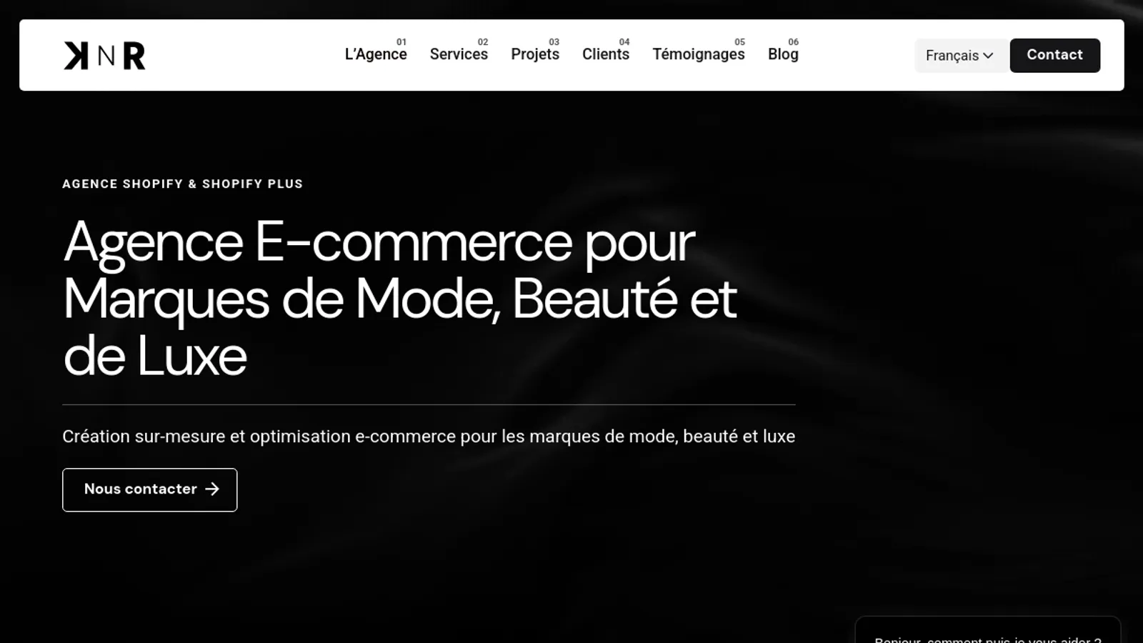 Screenshot of the KNR Agency homepage
