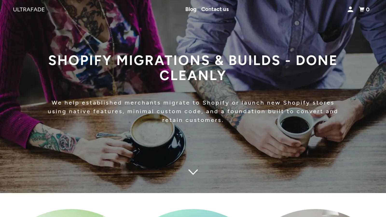 Screenshot of the Ultrafade homepage