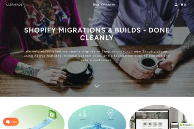 Screenshot of the Ultrafade homepage