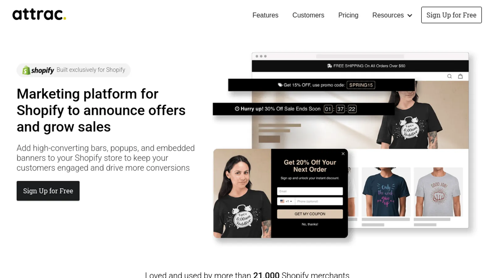 Screenshot of the Attrac homepage