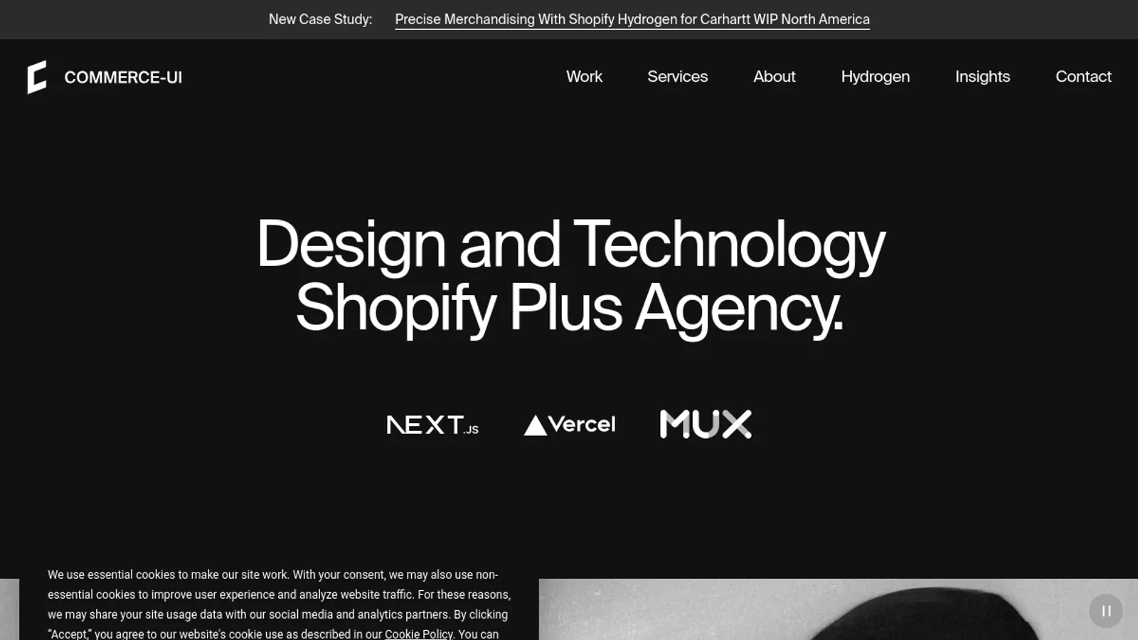 Screenshot of the Commerce-UI homepage