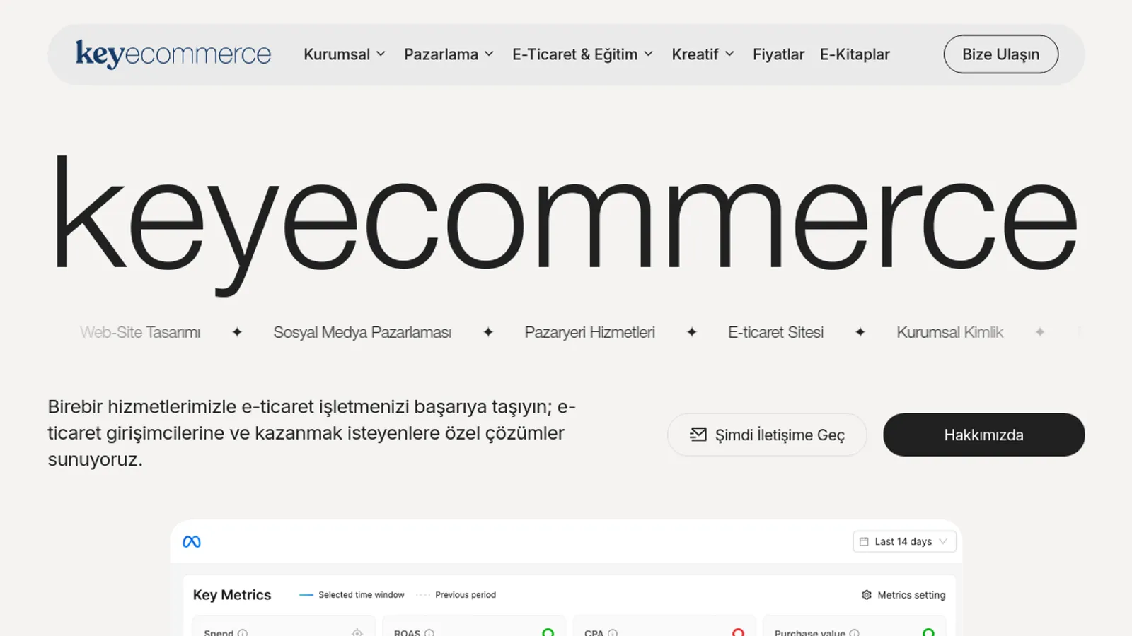 Screenshot of the Key E-Commerce homepage
