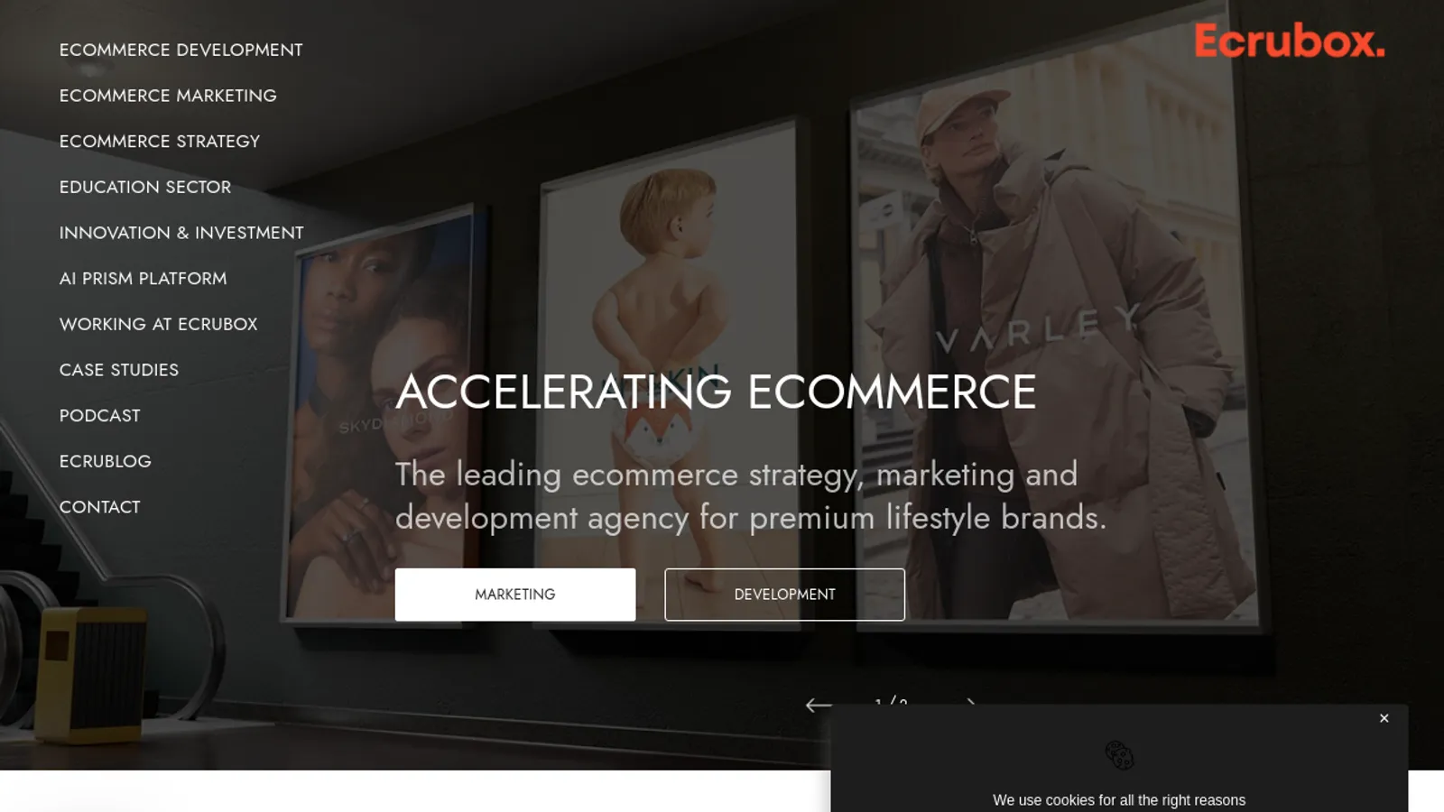 Screenshot of the Ecrubox Digital homepage