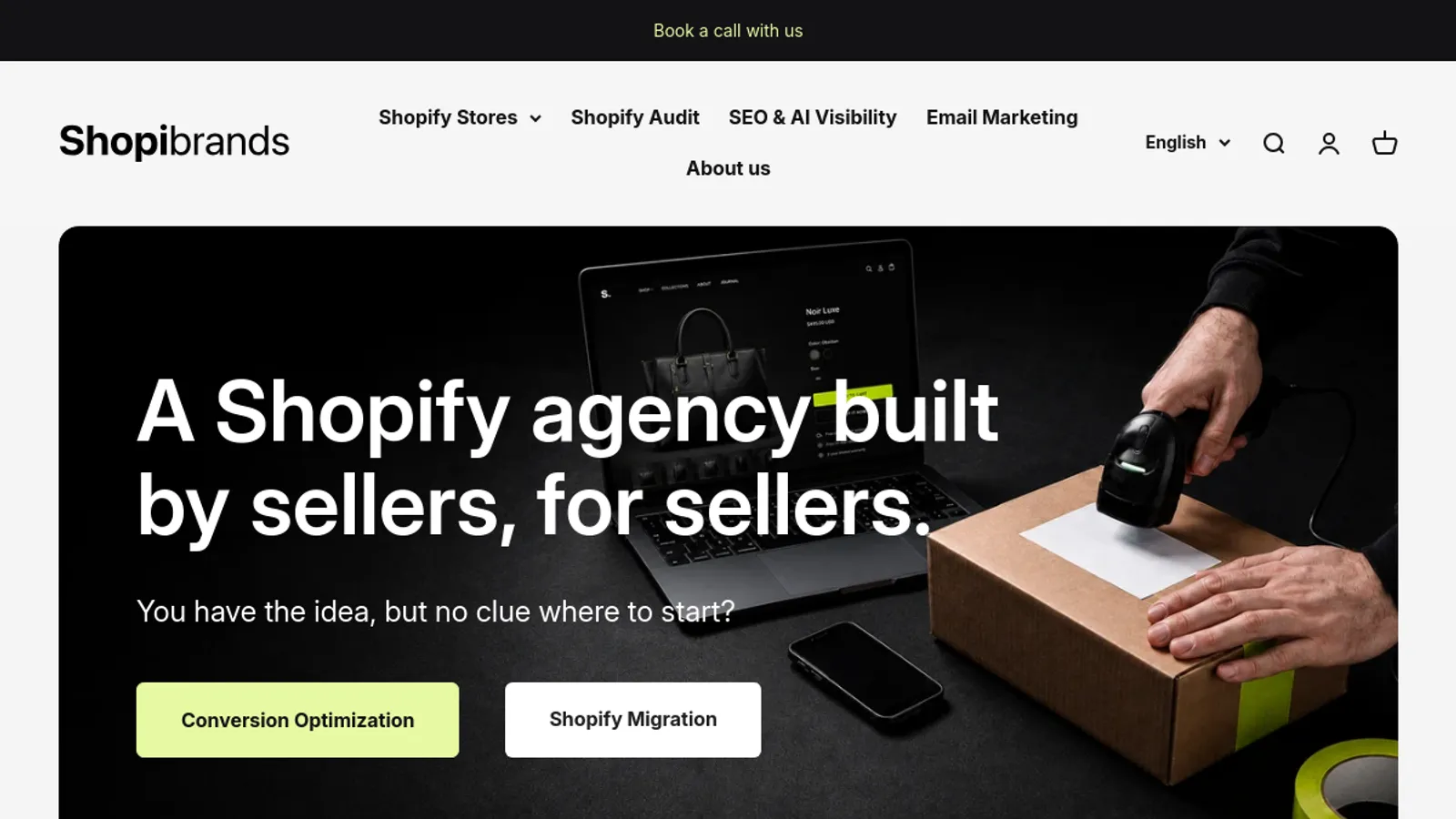 Screenshot of the Shopibrands homepage