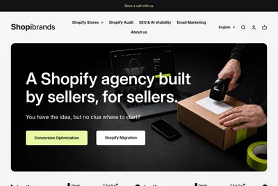 Screenshot of the Shopibrands homepage