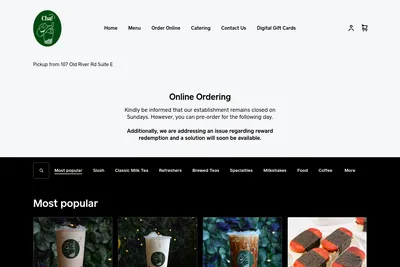 Cha! Boba Tea website homepage