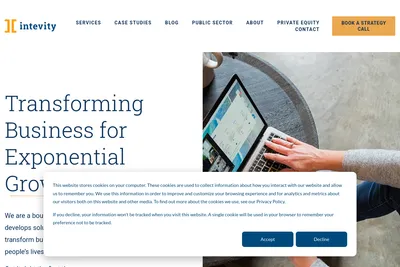 Screenshot of the Intevity homepage
