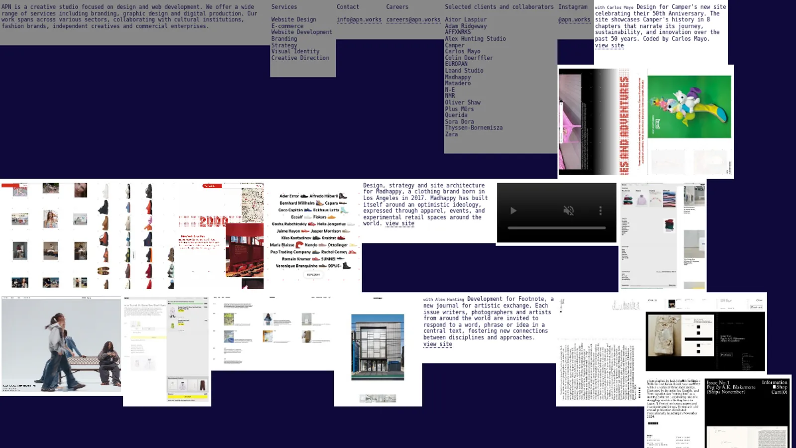 Screenshot of the APN homepage