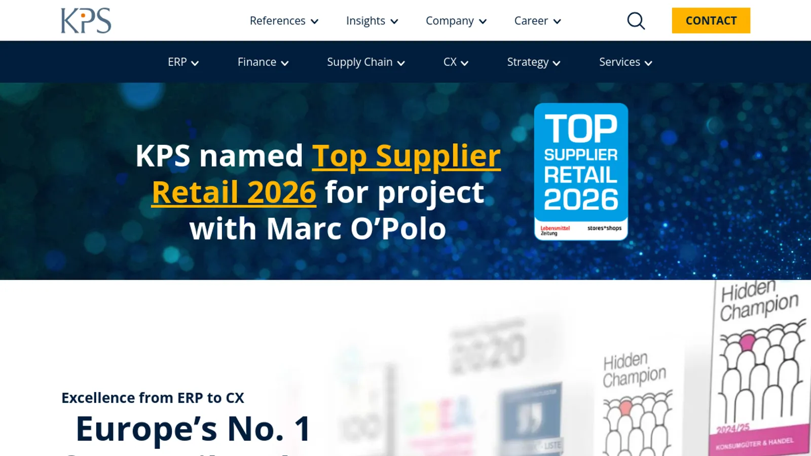 Screenshot of the KPS homepage