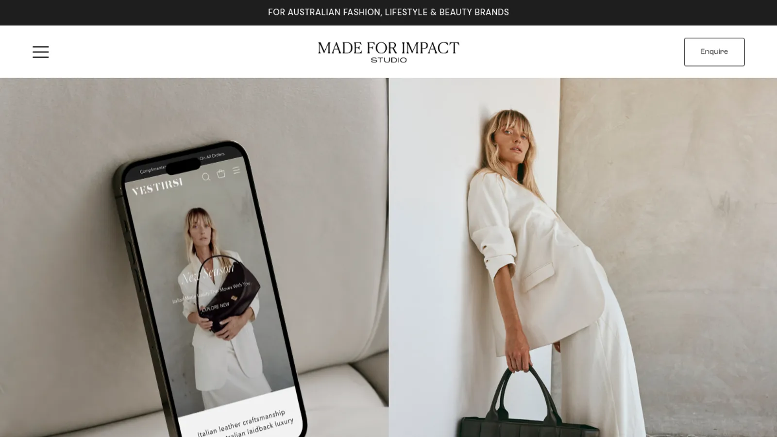Screenshot of the Made For Impact homepage