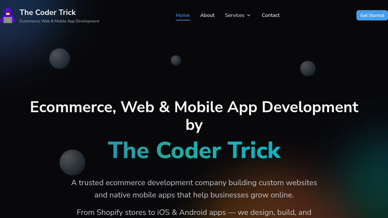 Screenshot of the The Coder Trick homepage