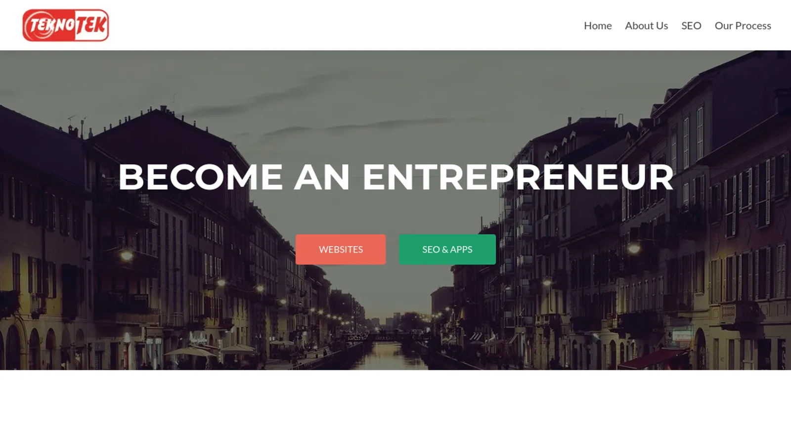 Screenshot of the Teknotek Solutions homepage
