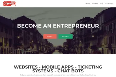 Screenshot of the Teknotek Solutions homepage