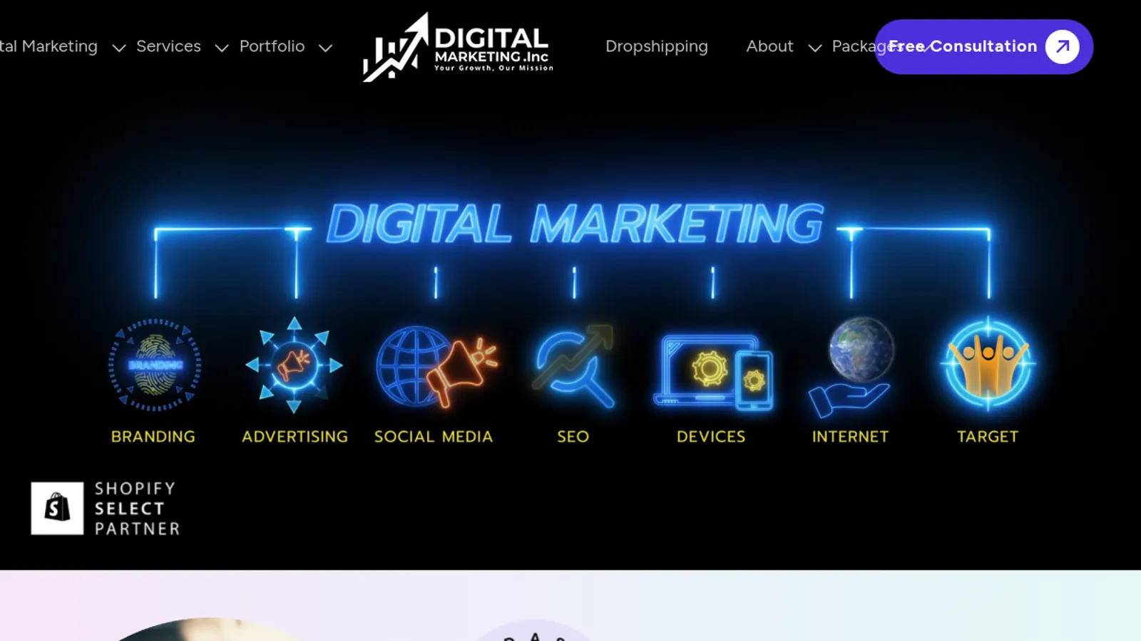 Screenshot of the Digital Marketing Incorporation homepage