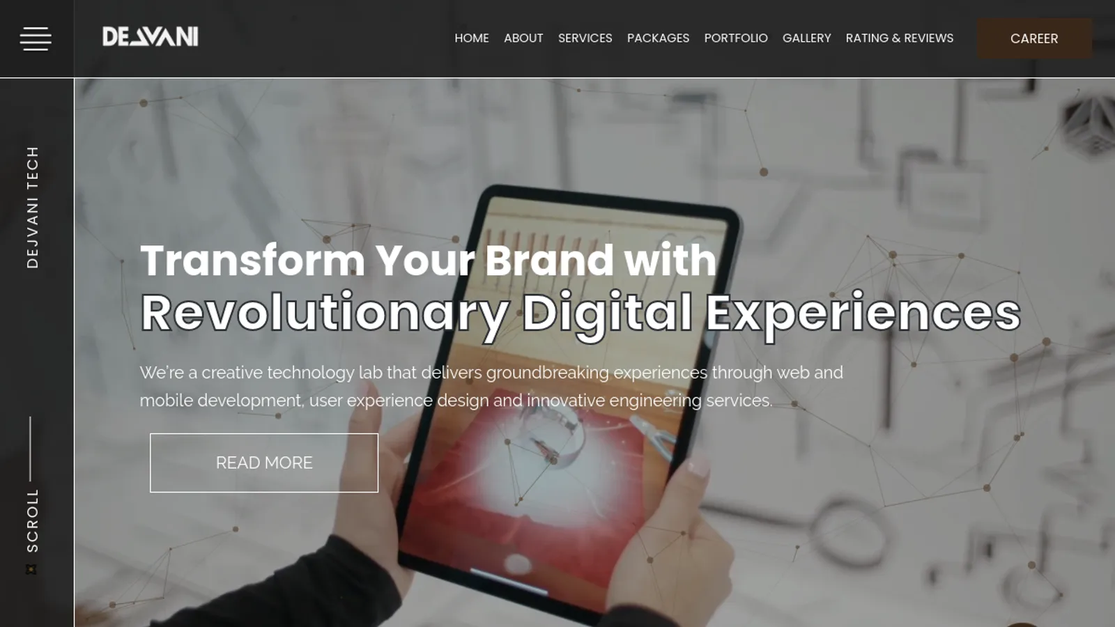 Screenshot of the DEJVANI TECH homepage