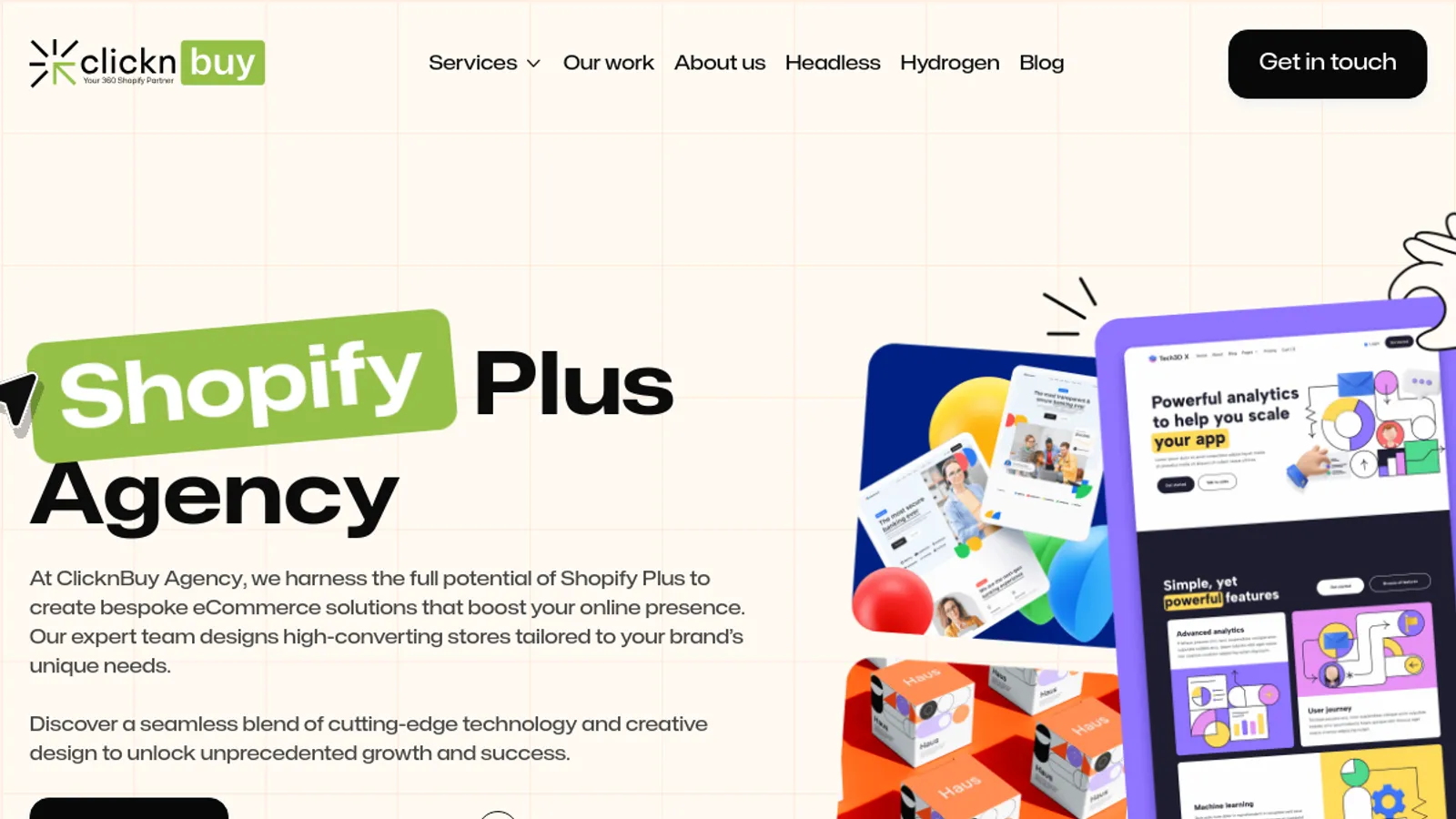 Screenshot of the ClicknBuy Agency homepage