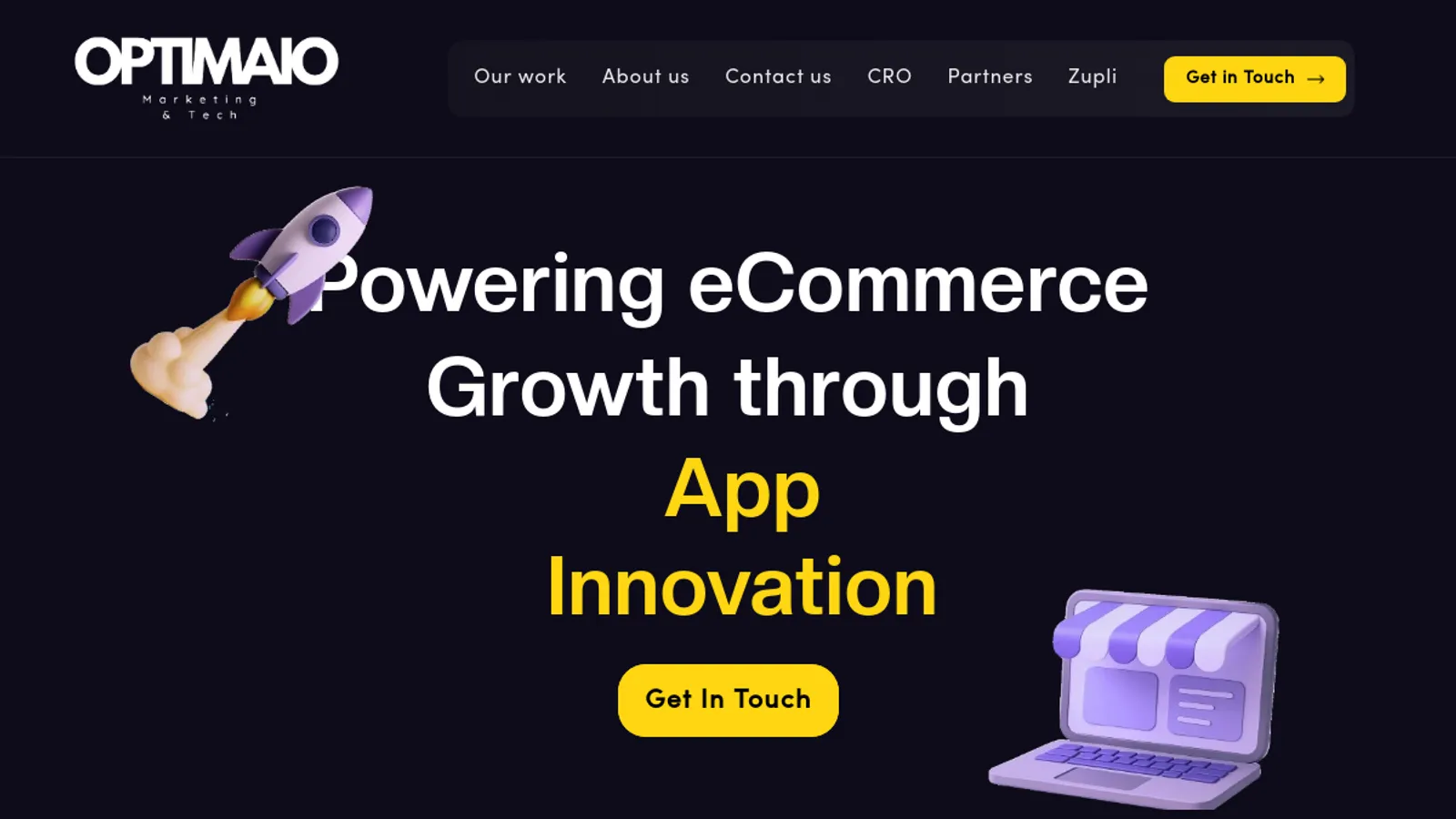 Screenshot of the Optimaio Private Limited homepage