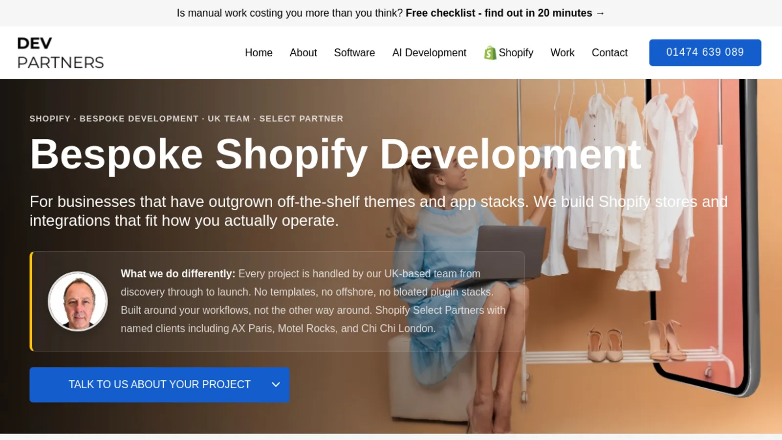 Screenshot of the Dev Partners Ltd homepage