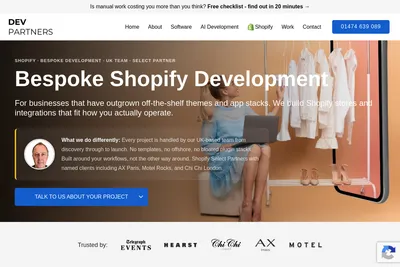 Screenshot of the Dev Partners Ltd homepage