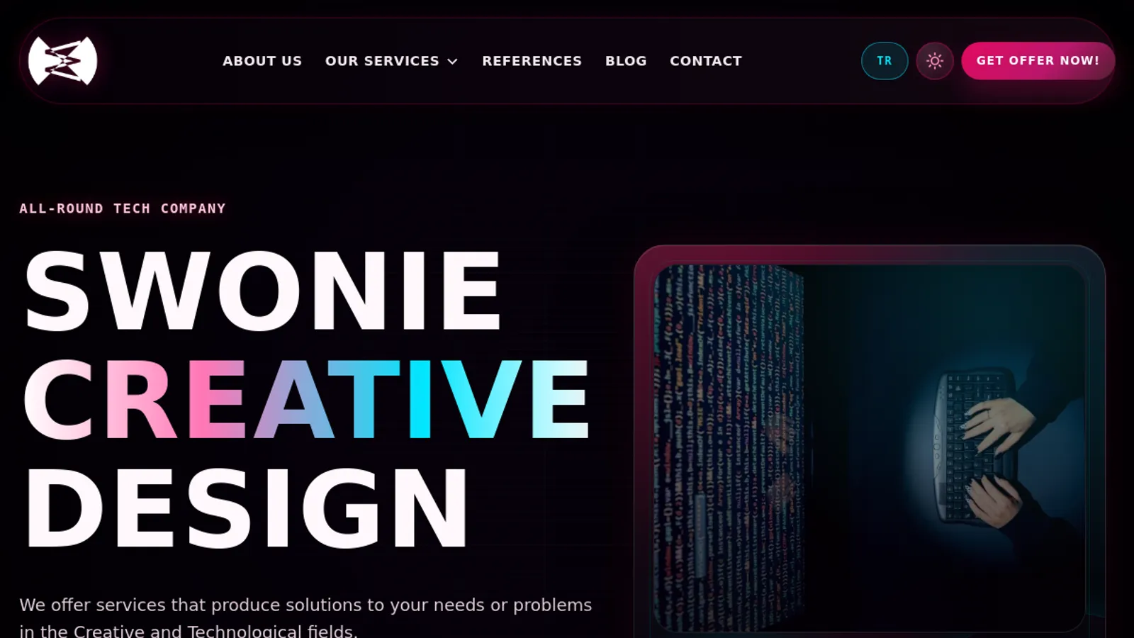 Screenshot of the Swonie Creative Design homepage