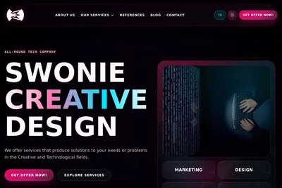 Screenshot of the Swonie Creative Design homepage