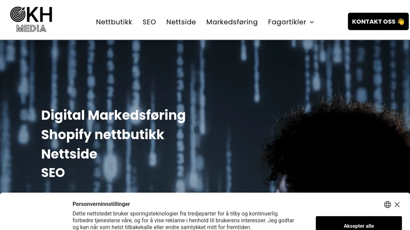 Screenshot of the OKH Media AS homepage