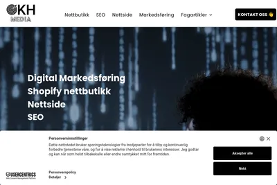 Screenshot of the OKH Media AS homepage