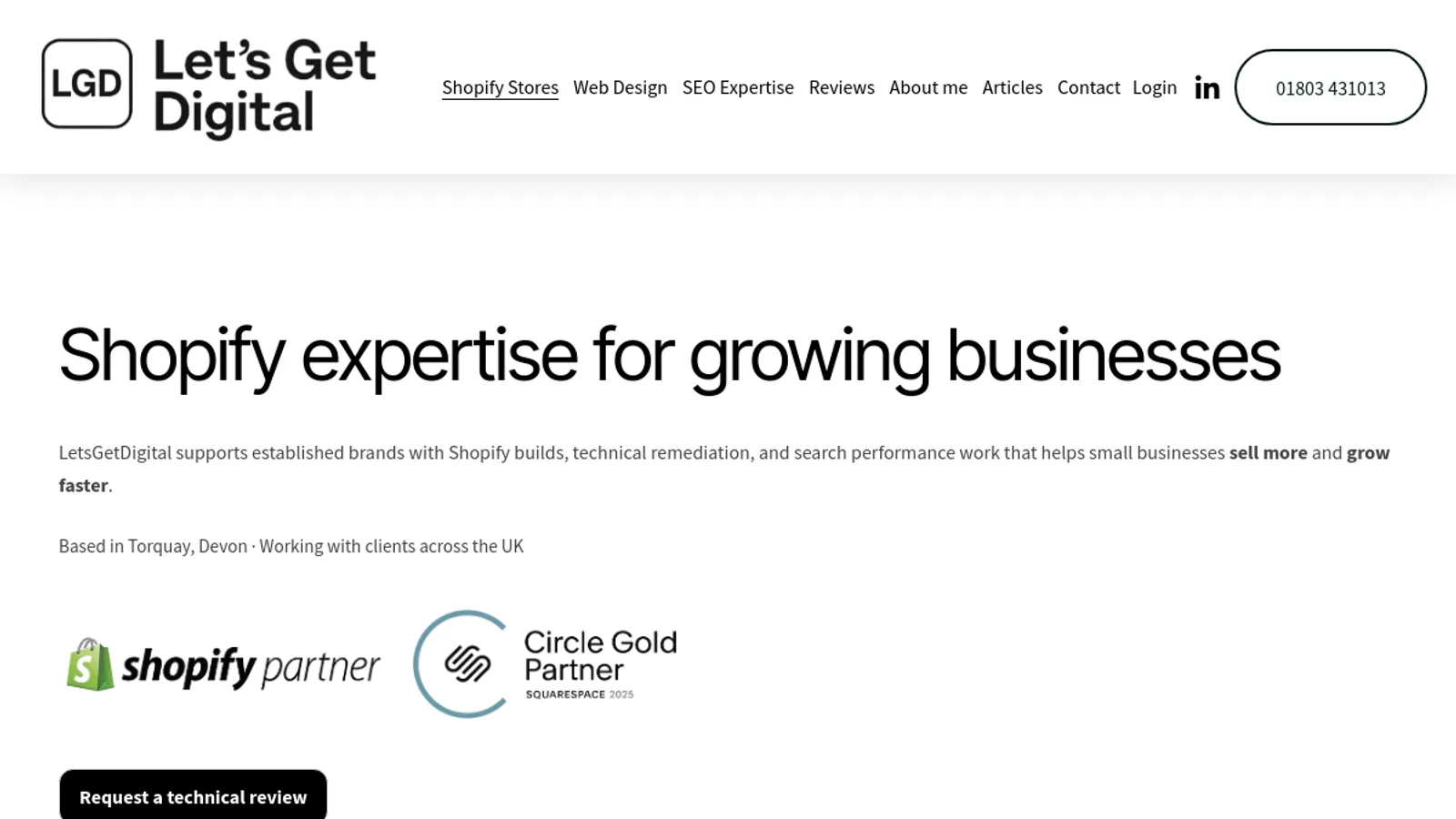 Screenshot of the LetsGetDigital.net homepage