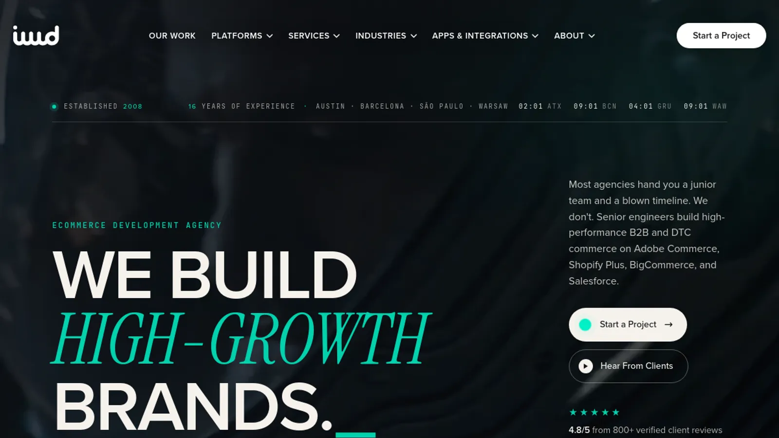 Screenshot of the IWD Agency homepage