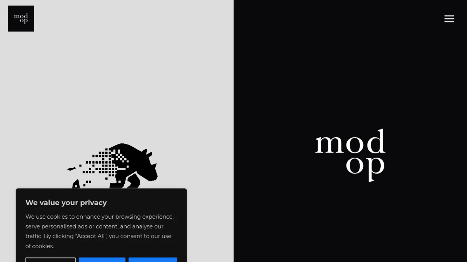 Screenshot of the Mod Op homepage